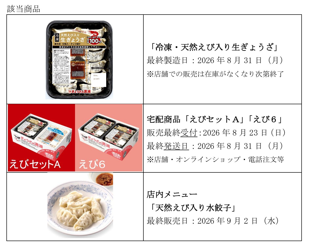 冷凍・天然えび入り生ぎょうざ